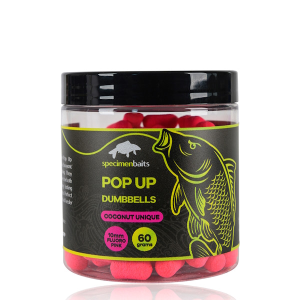 Specimen Baits - Pop Up Dumbbells Coconut Unique Fluorocent Pink Specimen Baits - Pop Up Dumbbells Coconut Unique Fluorocent Pink